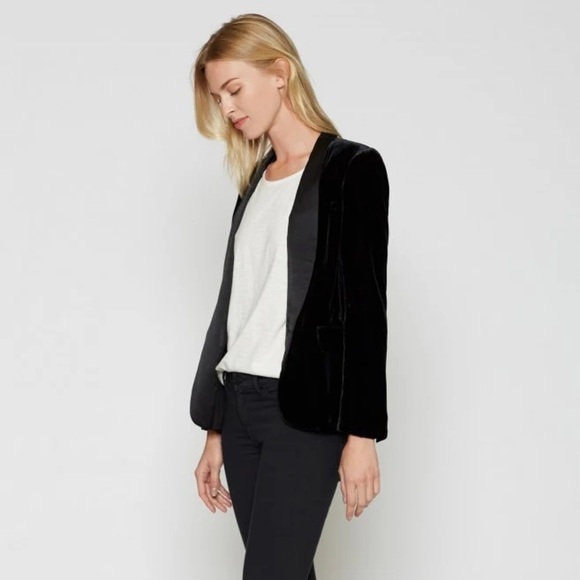 Joie black silk velvet Mehira tuxedo blazer jacket - size 10 (Medium) NWOT - Picture 2 of 5